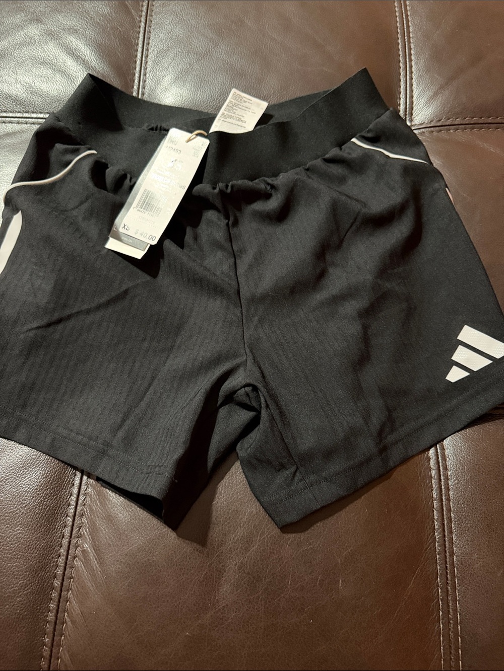 adidas Black Athletic Shorts with White Logo Accents